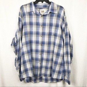 Lee Dungarees Blue/Gray Plaid Long Sleeve XL